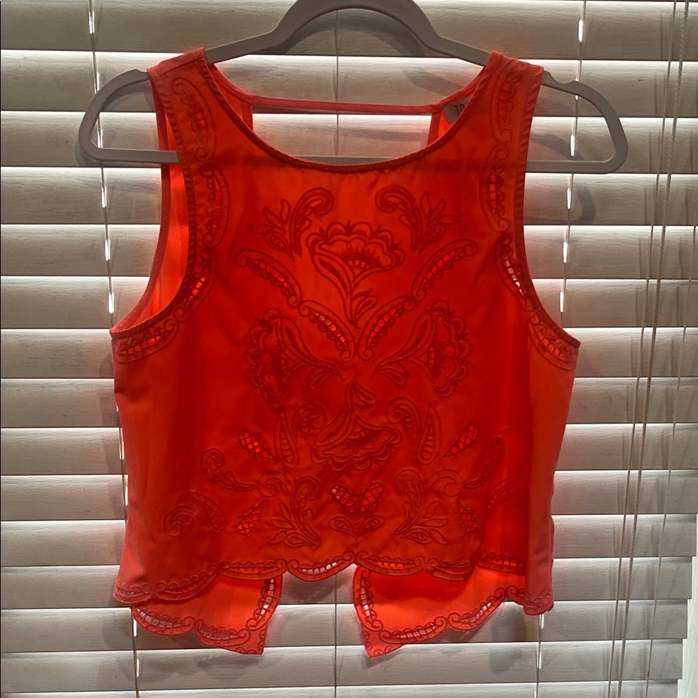 Tobi Vibrant Orange Embroidered Crop Top